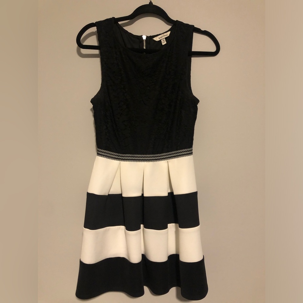 Elegant Black and White Striped Dress
